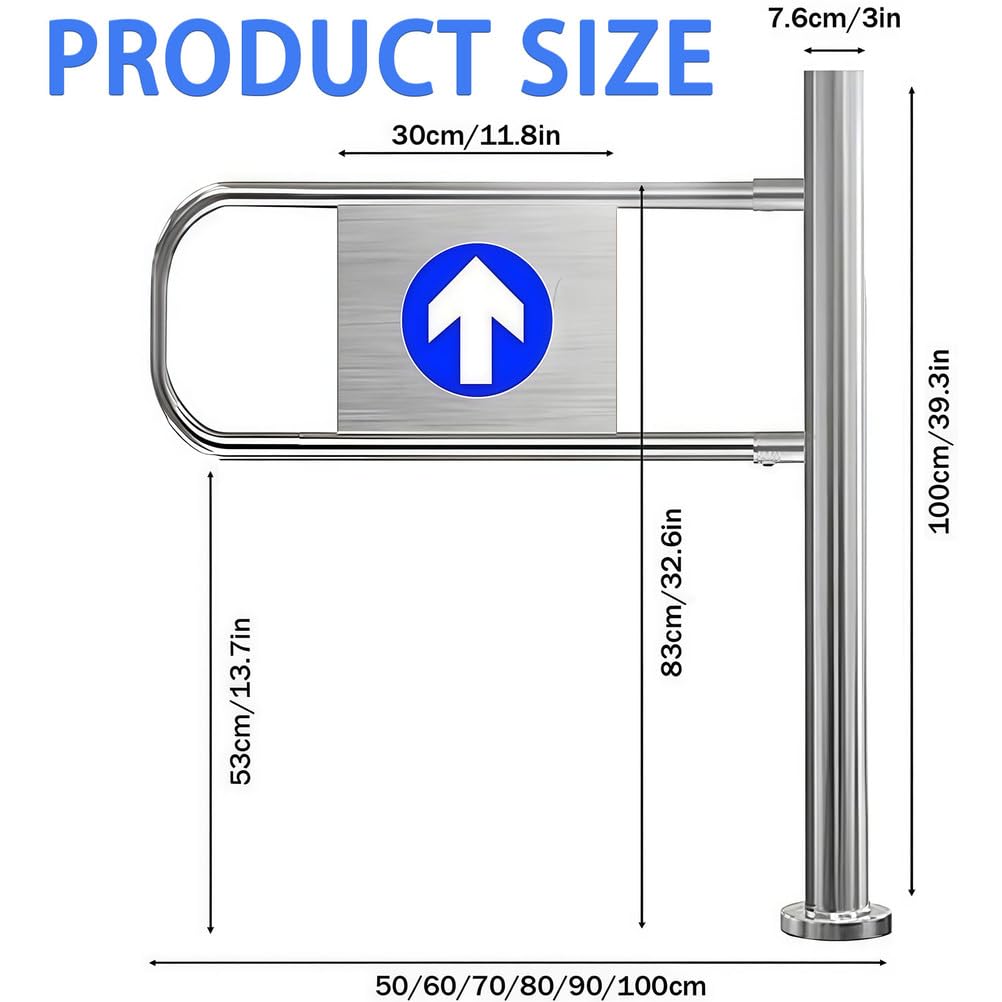 Puerta oscilante de seguridad con resorte de apertura de 90°, barrera de metal, valla industrial con montaje en poste para pasillos de fábrica y mercado, control de acceso duradero y seguro
