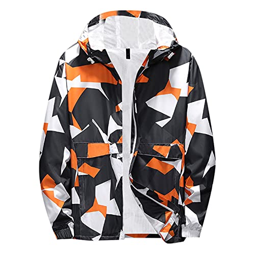 Herren Übergröße Winddicht Shrinkable Kapuzen-Jacke Outdoor-dünne atmungsaktive Mantel...