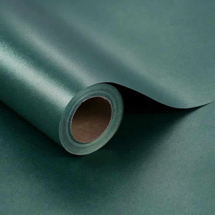 BIOBROWN Green Wrapping Paper, 76cm x 10m, Solid Color Pearly-Lustre Birthday Gift Wrap Paper Jumbo Rolls, Perfect for Holiday, Wedding, Valentine's Day