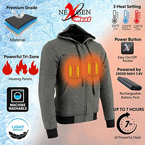 Nexgen Heat Men's Zipper Hoodie w/Front & Back Heating Elements 17142