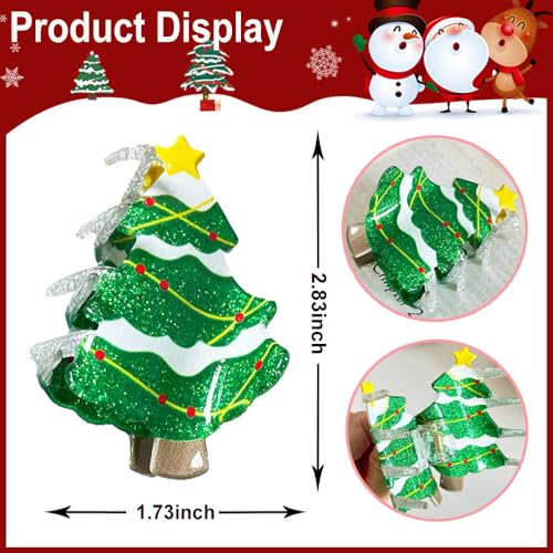 Pinza para cabello navideña diseño árbol verde miniatura 2