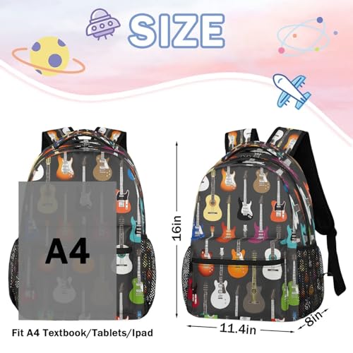 Toprint Music Musical Instruments Guitar Backpack Travel Shoulder Bag Bookbag Daypack for Girls Boys Men Women4