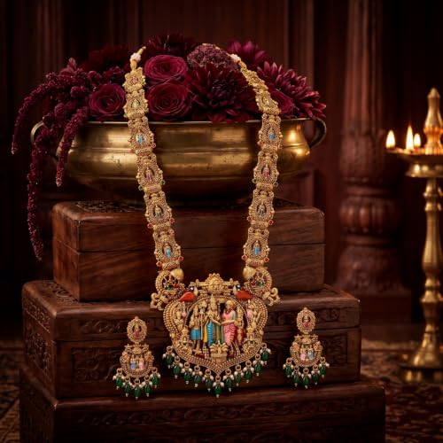 Image of Shining Diva Fashion Stylish Fancy Pearl Choker Traditional Jewellery Set for Women | Temple Necklace Set | Festive Wedding Party Necklace | 22k Gold Plated | Just Like Original Gold Jewellery