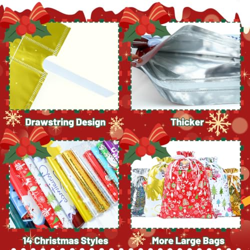 20 Pcs Christmas Drawstring Gift Bags, Assorted Sizes with More Large Bag. - Image 5