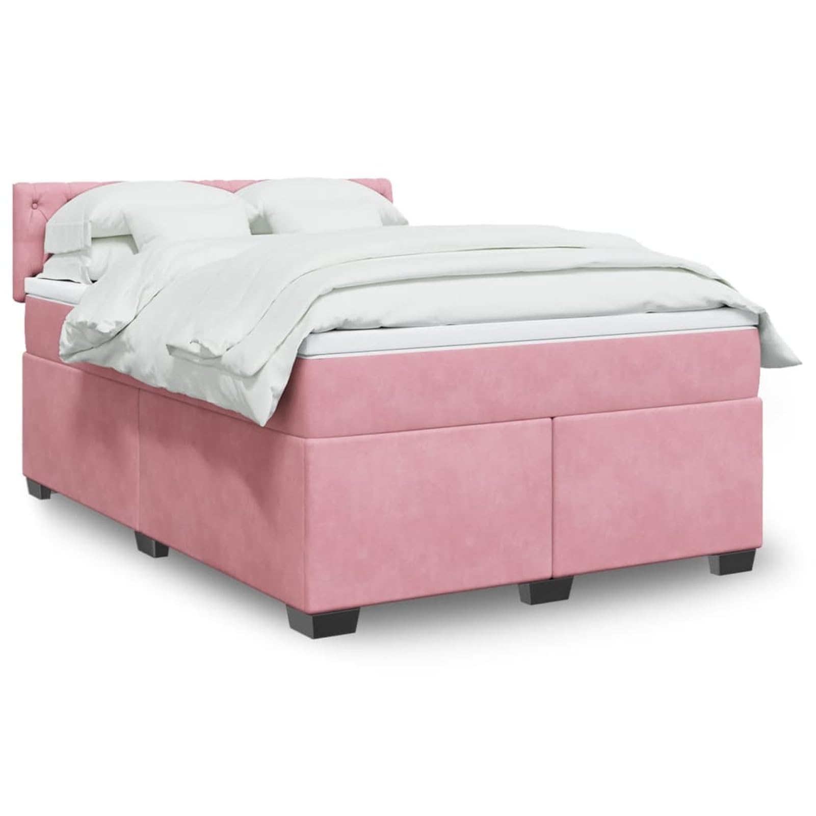 ATOMSTACK MAKER Letto a molle, rosa, 140 x 190 cm, con materasso a molle insacchettate e rivestimento in velluto traspirante, morbido, di supporto, lavabile, con testiera e rete a doghe