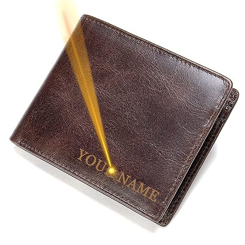 Custom Engraved Wallet for Men Personalized Leather Wallet Personalized Birthday Christmas Father's Day Gifts for Men Husband Boyfriends