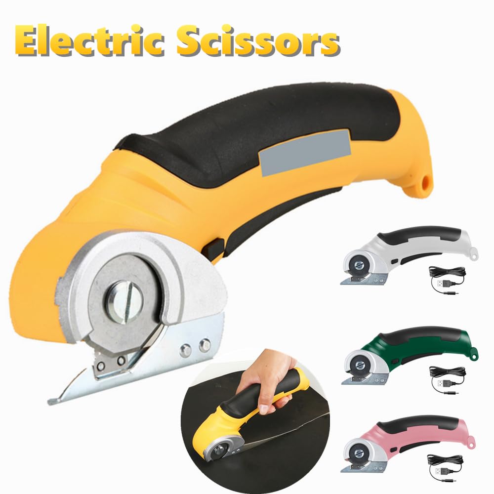 Tijeras eléctricas, Cortador eléctrico inalámbrico Recargable, for cartón, Tela de Cuero, Amarillo