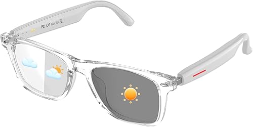 Miniatura 13 de Anteojos inteligentes para mujeres, anteojos de audio Bluetooth de oreja abierta con altavoces y micrófono, lentes anti-luz azul, asistente de voz,