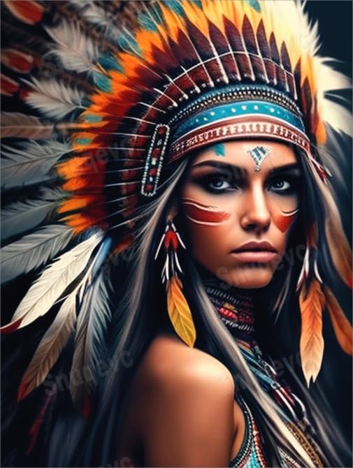 Retro Indian Woman 1000 Piece Wooden Jigsaw Puzzle - Colorful Artwork For Adults, Challenging Brain Teaser & Fun Activity