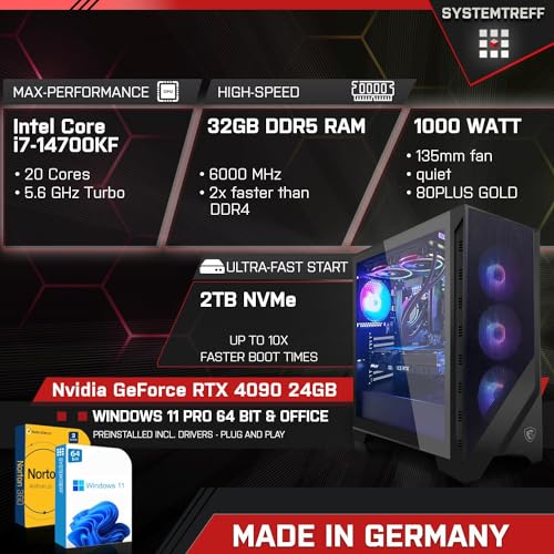 SYSTEMTREFF High-End Gaming PC Intel Core i7-14700KF 20x5.6GHz | Nvidia RTX 5090 32GB GDDR7 mit DLSS 4 | 2TB M.2 NVMe | 32GB DDR5 RAM | Windows 11 | Desktop Computer Rechner für Gamer, Zocker & – Bild 3