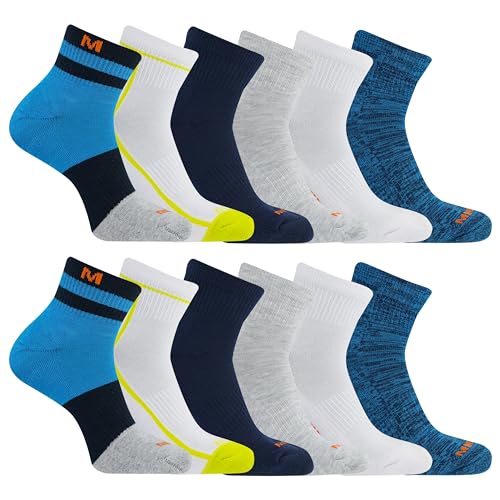 Image of Merrell Unisex Adult Men's and Women's Recycled Cushioned Ankle Socks - 6 & 12 Pairs - Hiking Arch Support