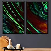 2 Piece Framed Canvas Wall Art Organic Fluids Canvas Prints Home Artwork Decoration for Living Room,Bedroom - 16