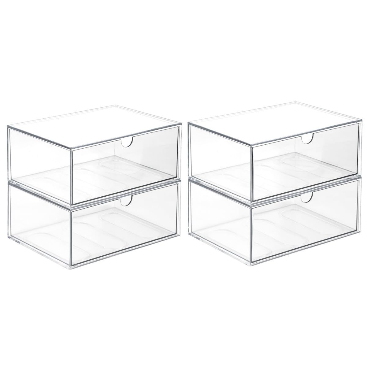 4 Piezas Organizador de Cosméticos Apilable, para Cosméticos, Baño | Organizador de Maquillaje Acrílico Transparente, Cajón de Almacenamiento de Escritorio, Vitrina Acrílica