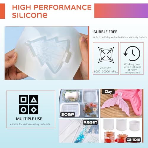 Silicone Mold Making Kit, Super Elastic Liquid for Mold Maker, Fast Cure Translucent Silicone Rubber for Casting Resins Mold, Candle, Soap (20.4 OZ) - Image 6