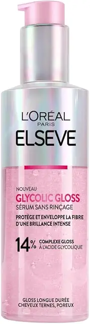 Sérum Sans Rinçage L'Oréal Elseve Glycolic Gloss - Brillance Intense pour Cheveux Mousseux