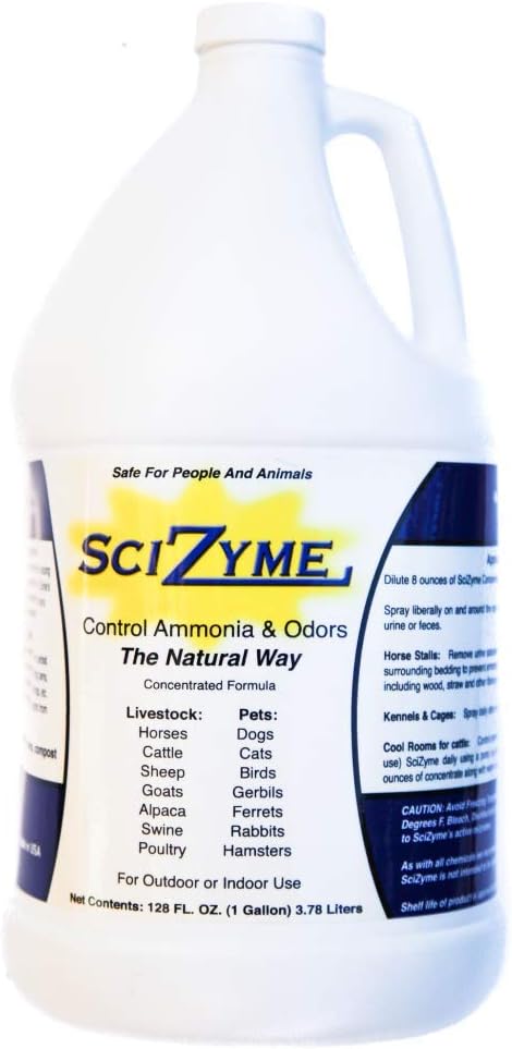 SciZyme - Enzyme Based Eliminator & Control Odors & Ammonia in Cooler Rooms, Barns, Trailers, Kennels, Etc. (Makes 16 Gallons)