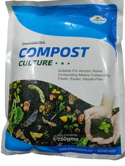 GREENISHORA Compost Maker Culture Powder | Suitable for Aerobic Home Composting Makes Composting Faster, Easier, Hassle-Free| Prevents Foul Smell in The Compost (750gms)