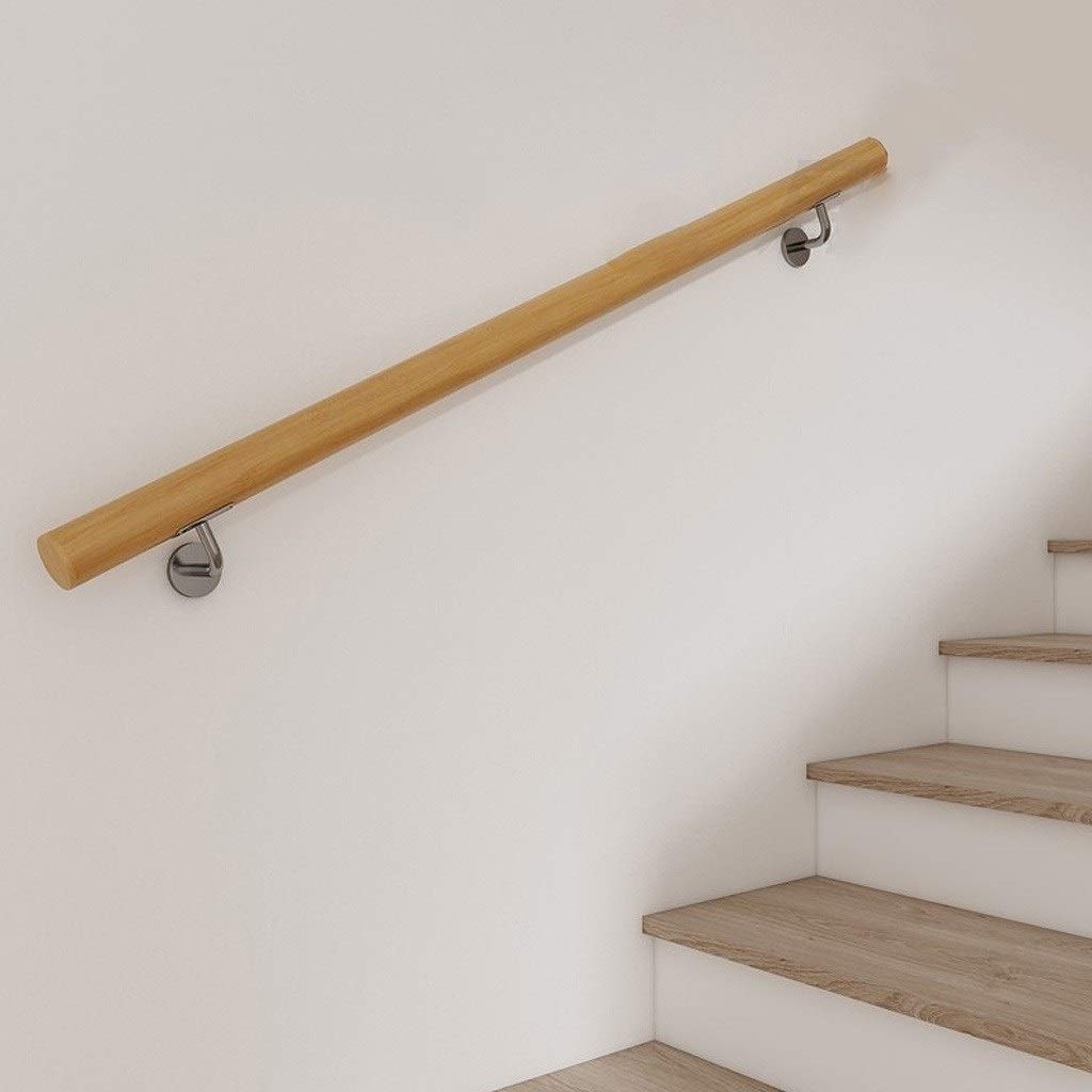 Pasamanos de Madera de 50～300 cm, Varillas de Soporte de Pasillo de Pasamanos Antideslizantes para Ancianos de Desván Interior, 2 Soportes de Acero Inoxidable (Tamaño : 100cm)