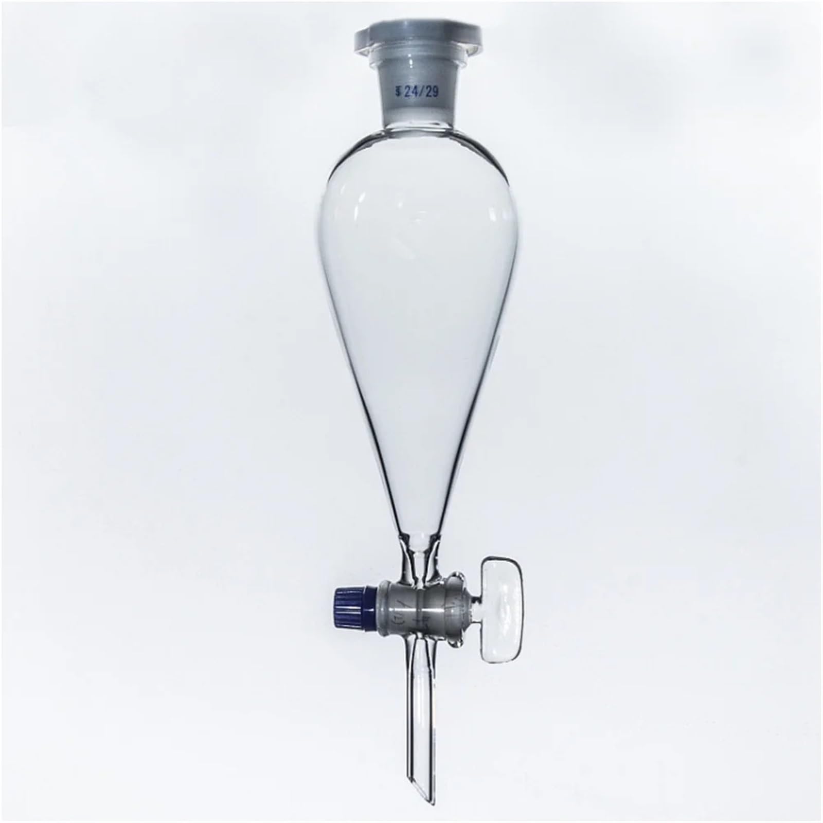 Embudo de separación piriforme de vidrio de borosilicato de alta calidad con tapón cónico de vidrio (material de laboratorio)(500ml 24/29)