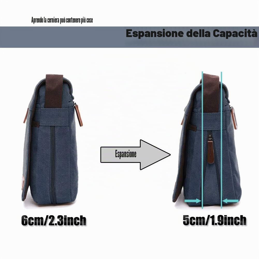 LOSMILE Borse a spalla da Uomo,Borse Messenger di tela, Borse per PC portatili, Borsa a tracolla, Per lavoro e scuola.