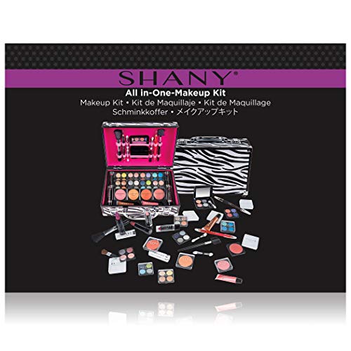 SHANY Carry All Makeup Train Case with Pro Makeup and Reusable Aluminum Case, Zebra