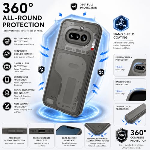 Image of FIRST MART Back Cover for Nothing 4A 5G | Ultra-Thin Frosted Matte Semi-Transparent Silicone Case, Anti-Slip Grip, Precise Fit | Black
