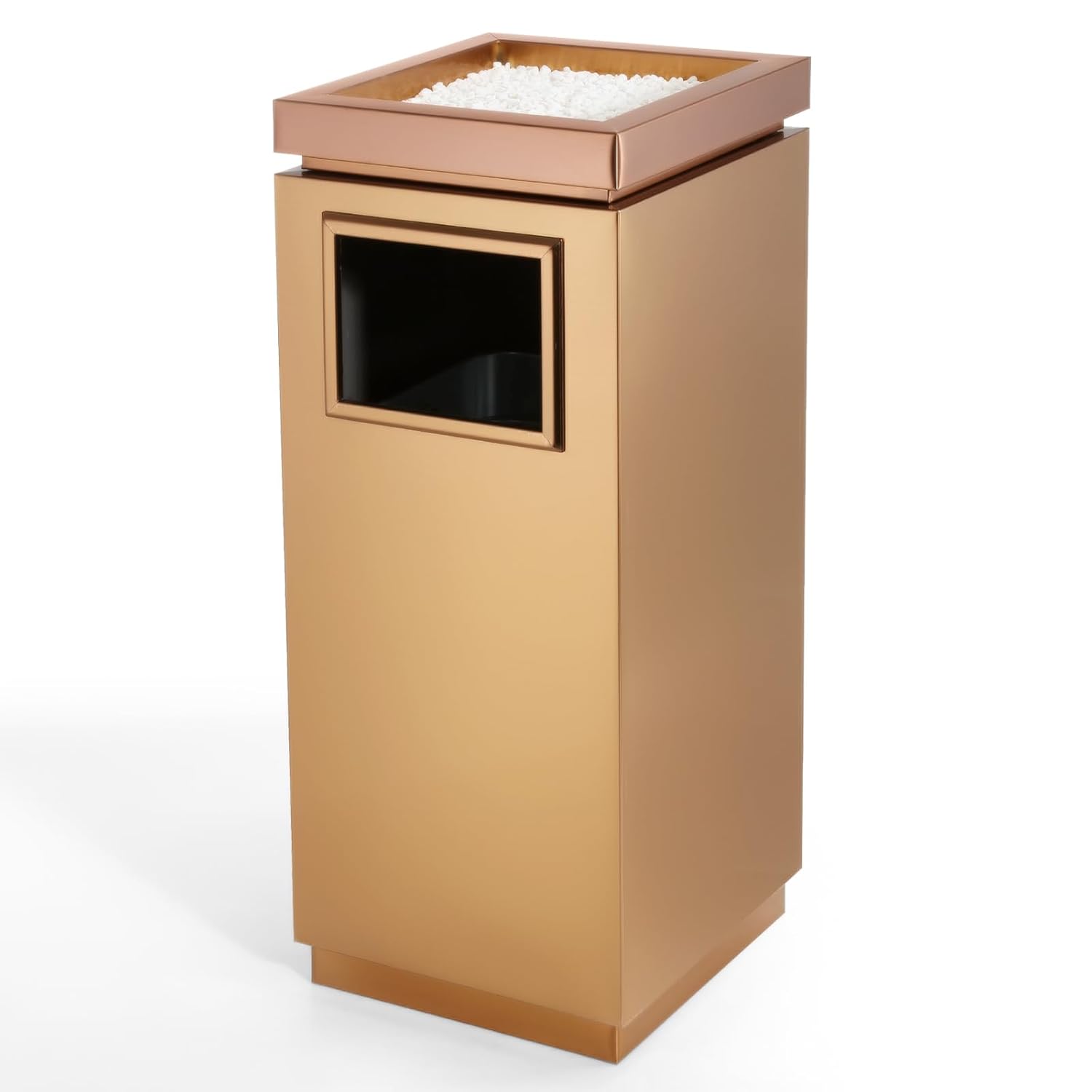 WICHEMI Stainless Steel Trash Can Indoor Outdoor Commercial Trash Can with Lid, Removable Inner Bucket Industrial Garbage Can for Home, Office, Restaurant Elevator Entrance - 11.8×11.8×28.4 in Rose Gold 11.8×11.8×28.4 in