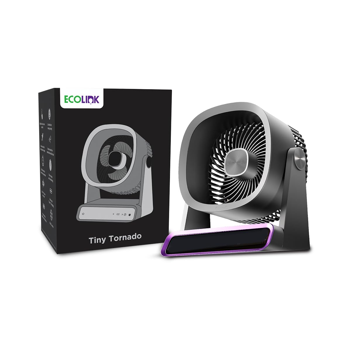 EcoLink Tiny Tornado Mini Fan (Grey Purple) | Compact & Portable Personal Fan | Powerful Airflow | USB Rechargeable | Quiet Cooling for Home, Office & Travel | Pack of 1-image-25