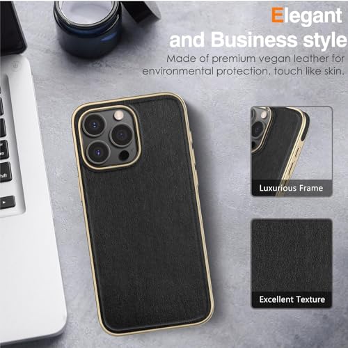 LOHASIC for iPhone 15 Pro Case Leather, Luxury Phone Case Cover, Black - image 3
