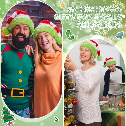 Image of Vicenpal 20 Pcs Santa Hats Bulk for Adults, Red Green White, Stripes