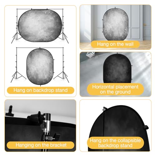 Kate 5x6.5ft(1.5x2m) Collapsible Backdrop Folded Microfiber Professional Grey and Black Double-Sided Pop up Collapsible Background for Photography - Image 5