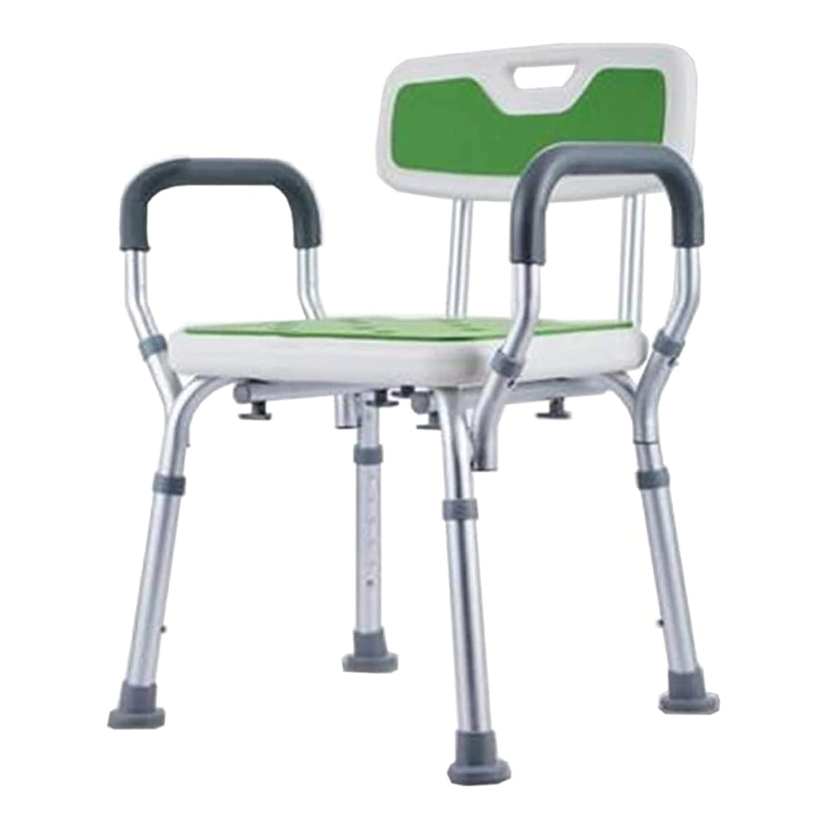 Taburete De Ducha, Estructura De Aluminio Inoxidable, con Reposabrazos, Respaldo, Antideslizante, Altura Ajustable, Asiento De Ducha para Personas Mayores, Discapacitada(Ventosas Grandes)