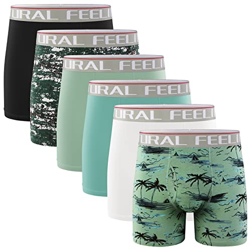 Natural Feelings Boxer Briefs Mens Underwear Men Pack of 5-6 Soft Cotton Open Fly Underwear