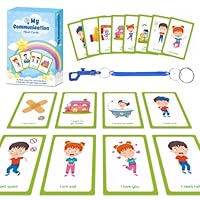 Special Needs Communication Cards Aid Set of 32 Cards, Toddler Baby Flashcards, Learning Educational Toys for 3-6 Year Old Boys Girls, Communication Board, Language & Speech Development Toys