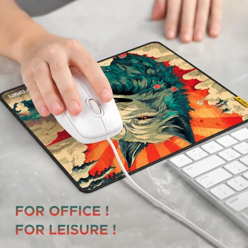 Image of Ant Esports Wolf Mouse Pad 260X210X3mm Anti-fray Stitching, Gaming Mouse Pad Waterproof Surface & Non-Slip Rubber Base Stitched Edges Gaming Mouse Mat for Laptop,Compatible with Laser and Optical Mice