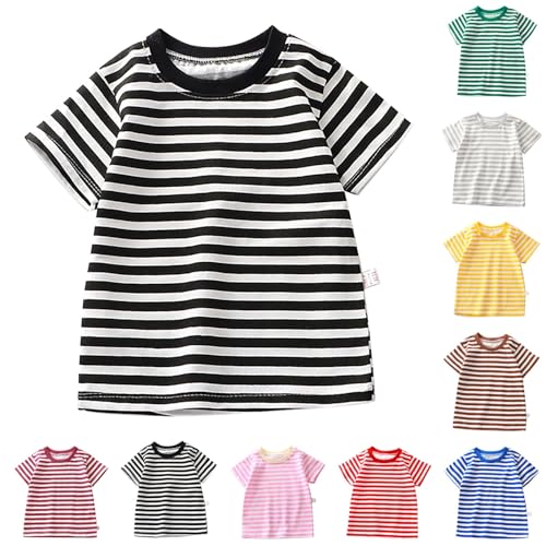 Short Sleeve Striped T Shirts for Kids Boys Girls Crew Neck Cute Funny Loose Fit Tshirts Tops Preppy Soft Tees Outfits