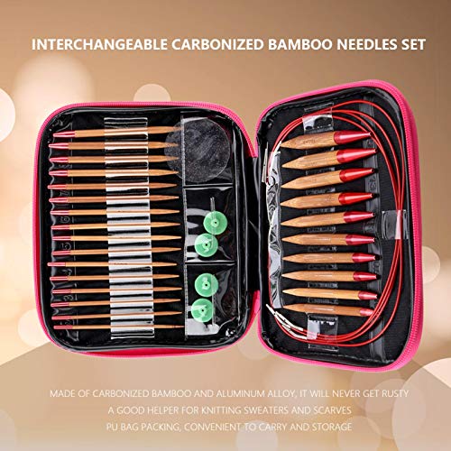 Set di 13 ferri da maglia in bambù carbonizzato