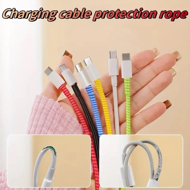 Image of Spiral Cable Protector,Data Cable Protective Sleeve,Chargers Cable Protector Headphone Saver, Charger Protective Cover for Phone USB Prevent pet bites The Cable Protector (Black-Pack Of -1)