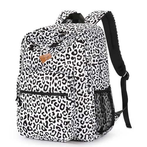 Image of ZORFIN 26L Backpack for College, and Travel: Water Resistant Bookbag - Snow Leopard
