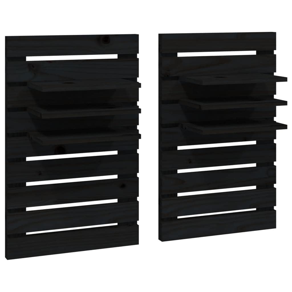 Meuble de chambre suspendu en pin noir pour une table de chevet murale épurée et zen