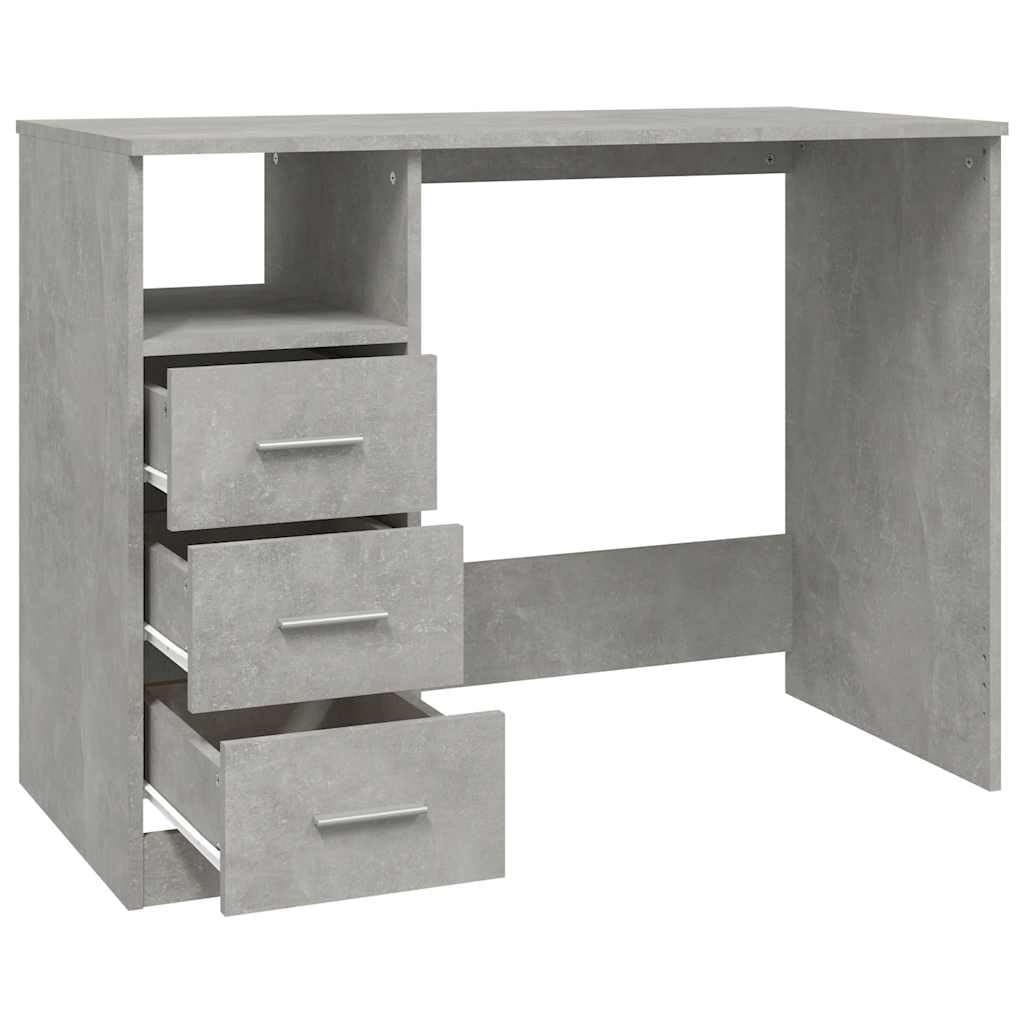 Scrivania con Cassetti Grigio Cemento Porta PC 102x50x76 cm | Mobile salvaspazio ideale per lo studio e la camera da letto, per organizzare documenti e accessori da ufficio.