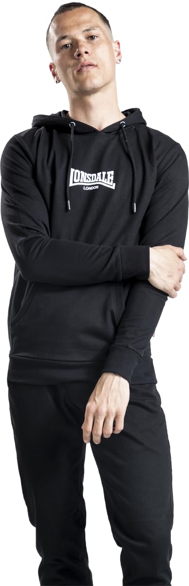 Lonsdale London BEETHAM Hombre Sudadera con Capucha Negro 60% algodón, 40% poliéster Regular