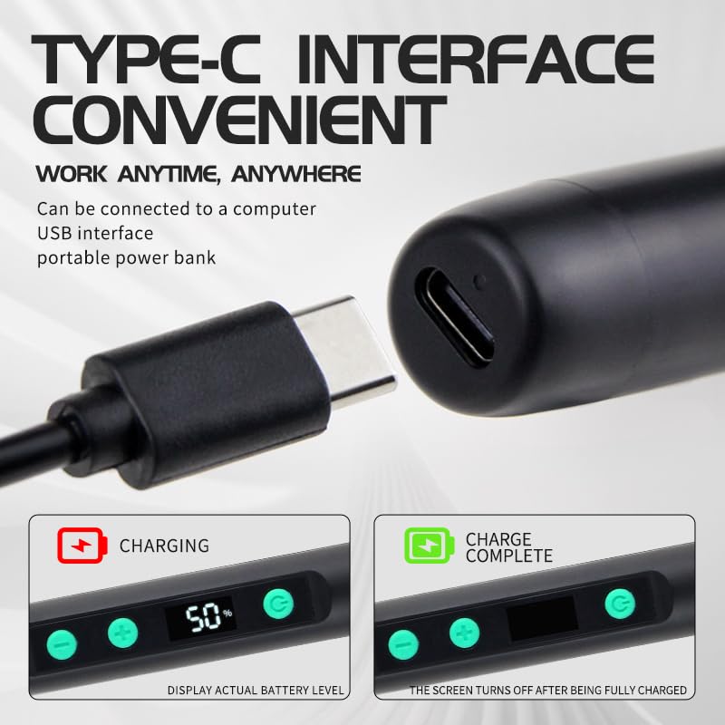 Daakro Kit Fer à Souder Sans Fil USB-C Rechargeable – 3 Températures (300-450°C) – Portable Avec Batterie 1100mAh + Accessoires Complets – Idéal Réparation Électronique