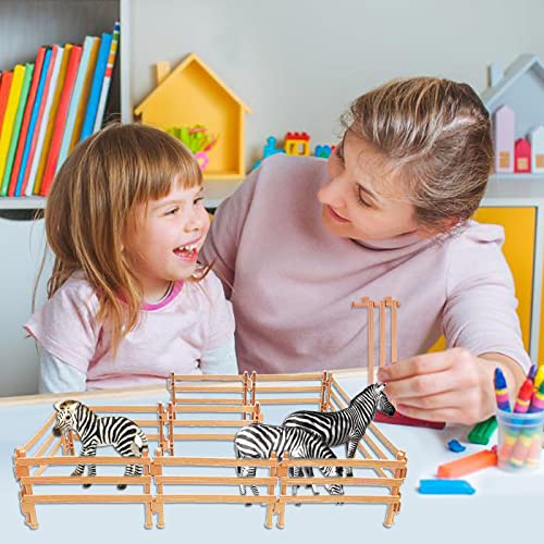 BARVERE Pferdezaun Spielzeug, 40 Stücke Zäune Spielzeug Zubehör, Mini Holzzaun für Reiterhof und Bauernhof, Bauernhof… – Bild 6