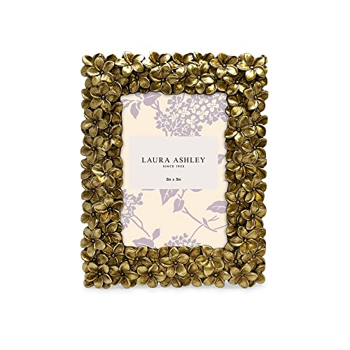 Image of Laura Ashley 2x3 Gold Flower Textured Hand-Crafted Picture Frame w /Easel