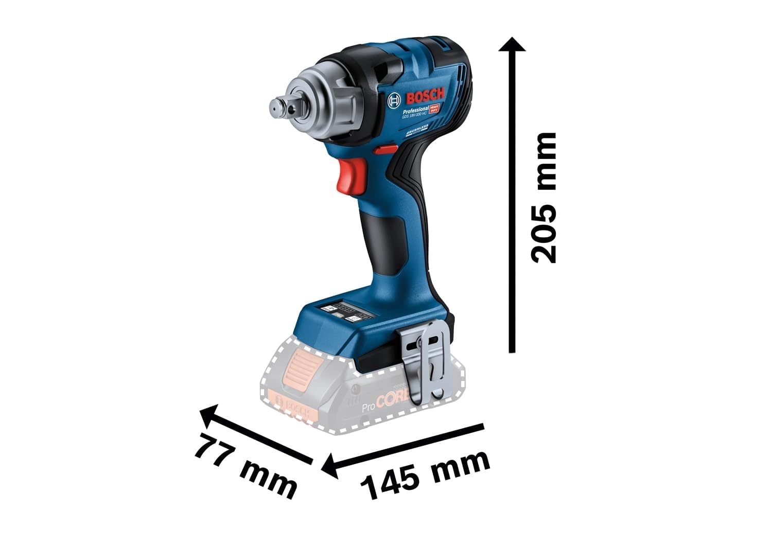 Bosch Professional 18V System Akku Drehschlagschrauber GDS 18V-330 HC (330 Nm Anziehmoment, 560 Nm Losbrechmoment, inkl. Bluetooth Low Energy Modul, L-BOXX, ohne Akku/Ladegerät) Battery Powered