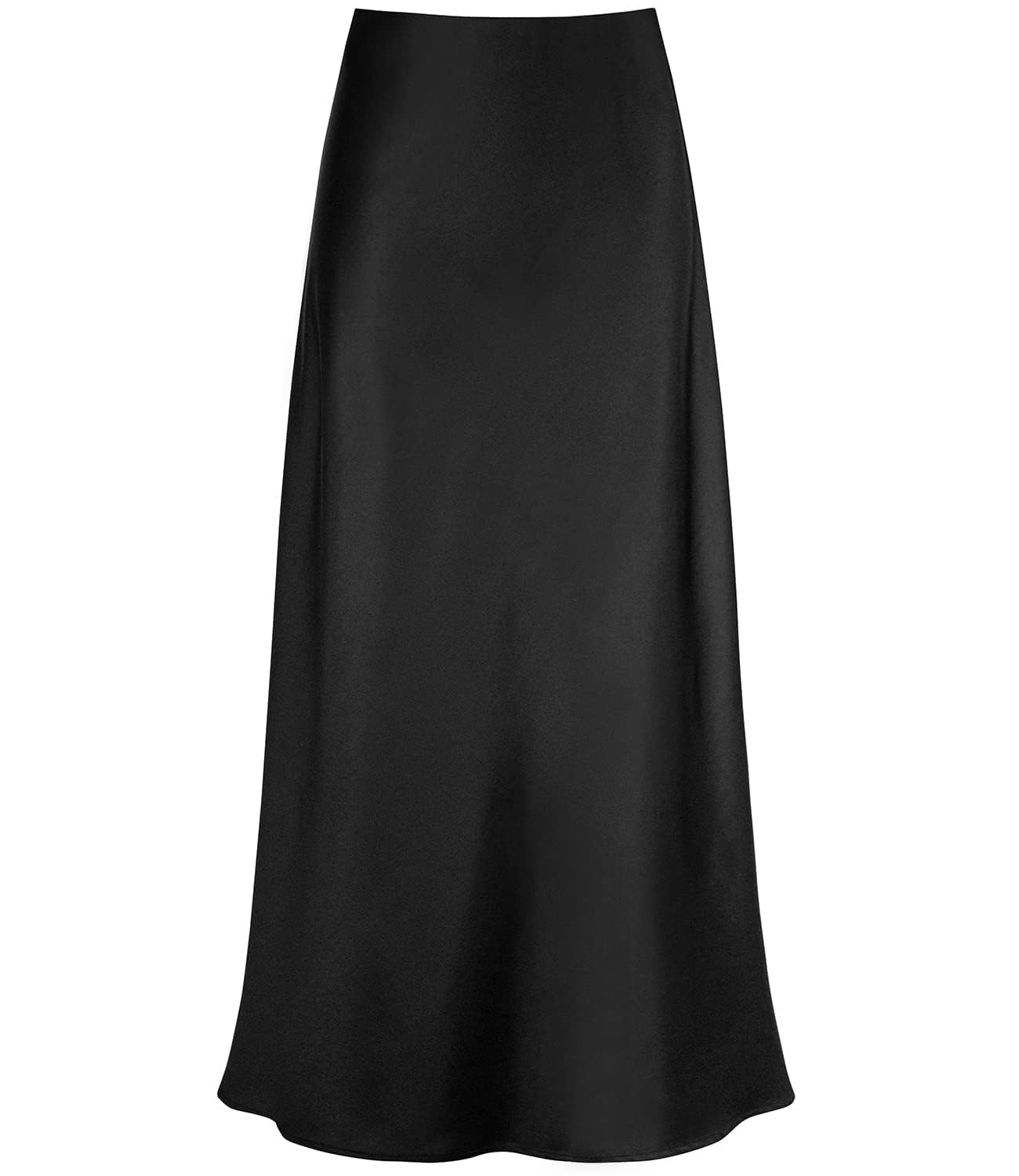 Women's Satin High Waisted Maxi Skirts Hidden Elasticized Waistband A Line Long Skirt