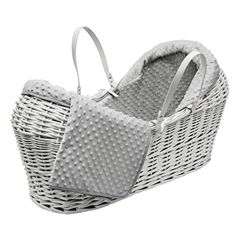 ELEGANT BABY Kinder Valley Soft Grey Dimple Noah Pod Moses Basket Bedding Set Dressings only with Padded Surround (Basket not included) Cover