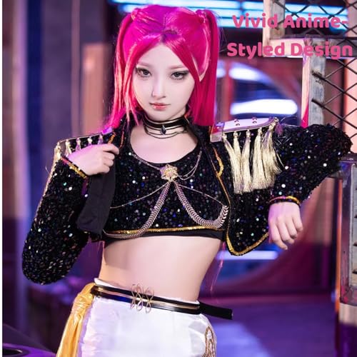 Cosplay Wig, Long Braided Purple Wig for Halloween Cosplay Props, Anime Long Straight Pink Wigs Hair Accessory for Women and Girl (Red)4