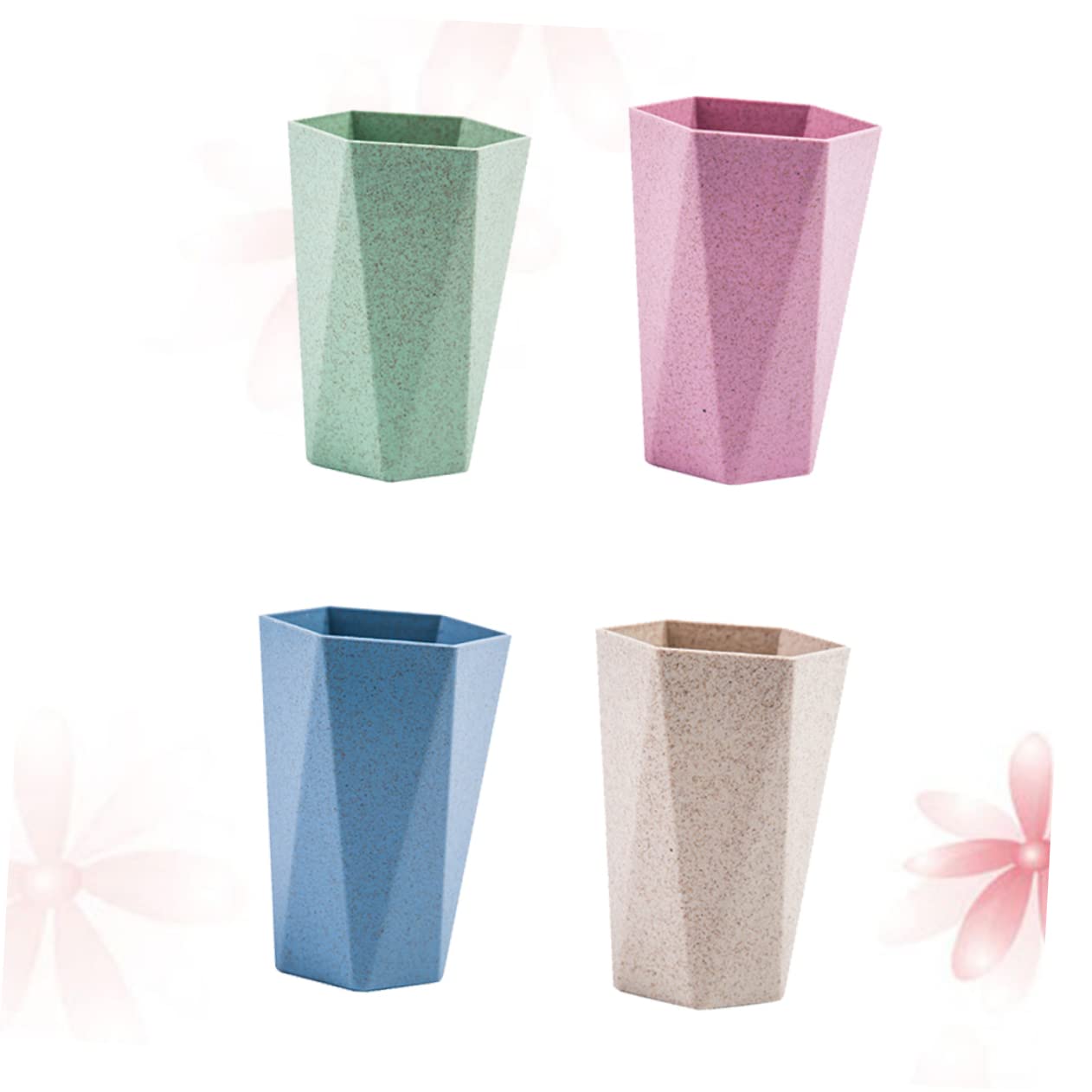 CONGARTENO 4pcs Rhombus Toothbrush Tumbler Set Stylish Bathroom Mouthwash Cups for Home Kitchen Travel Simple Design Portable Drinking Cup